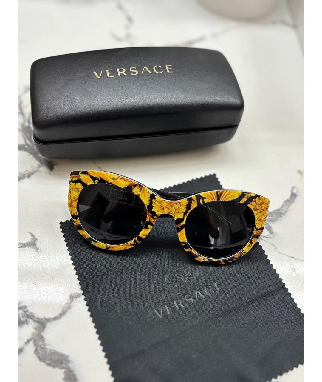 VERSACE Коричневые пластиковые солнцезащитные очки, фото 2