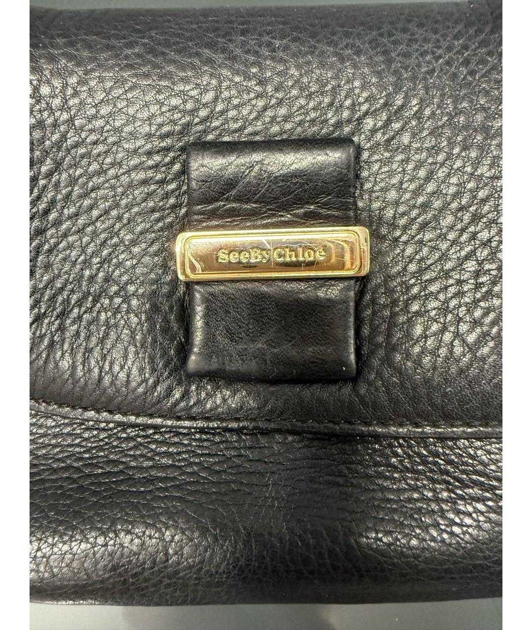 SEE BY CHLOE Черная кожаная сумка через плечо, фото 5
