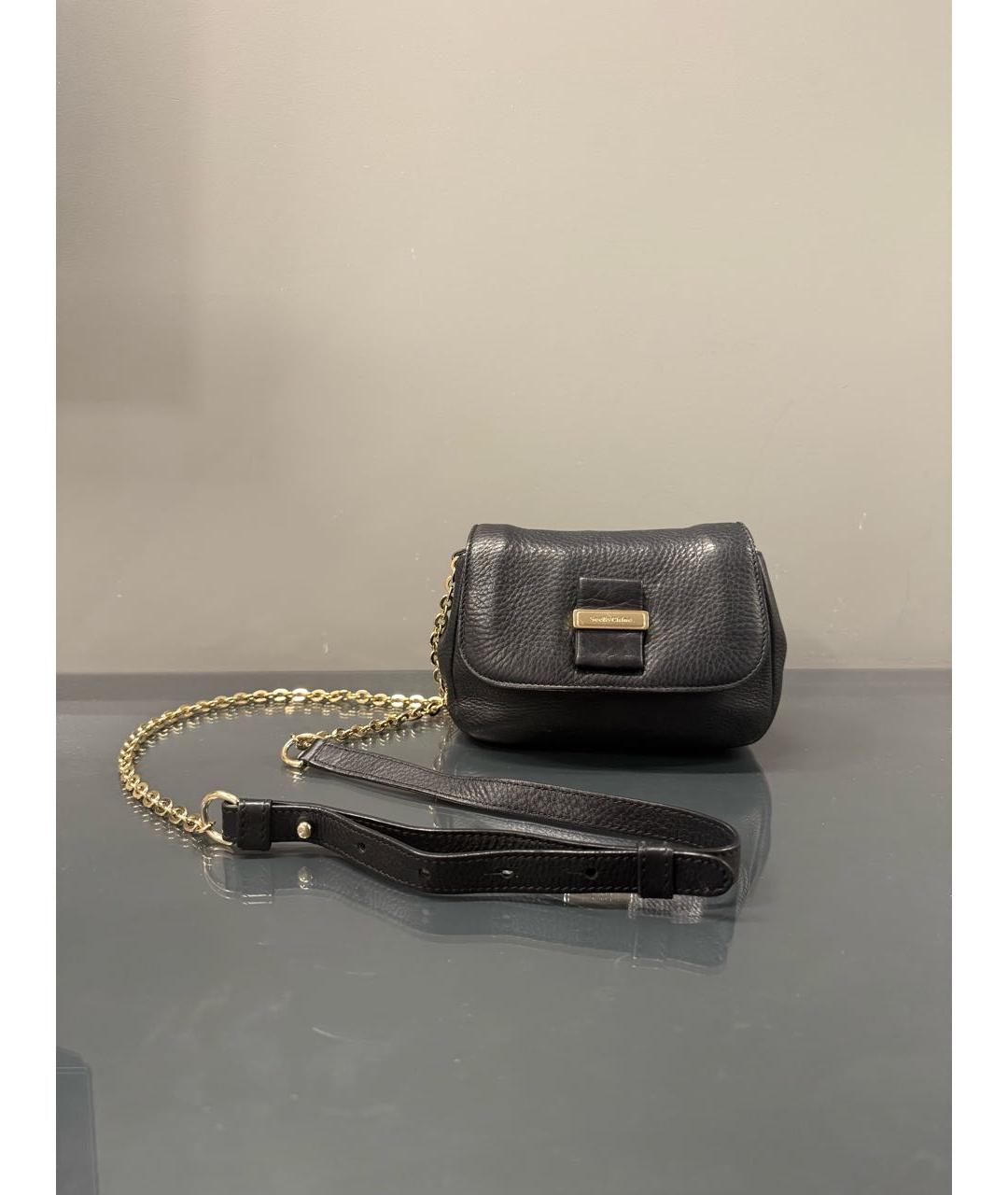 SEE BY CHLOE Черная кожаная сумка через плечо, фото 8