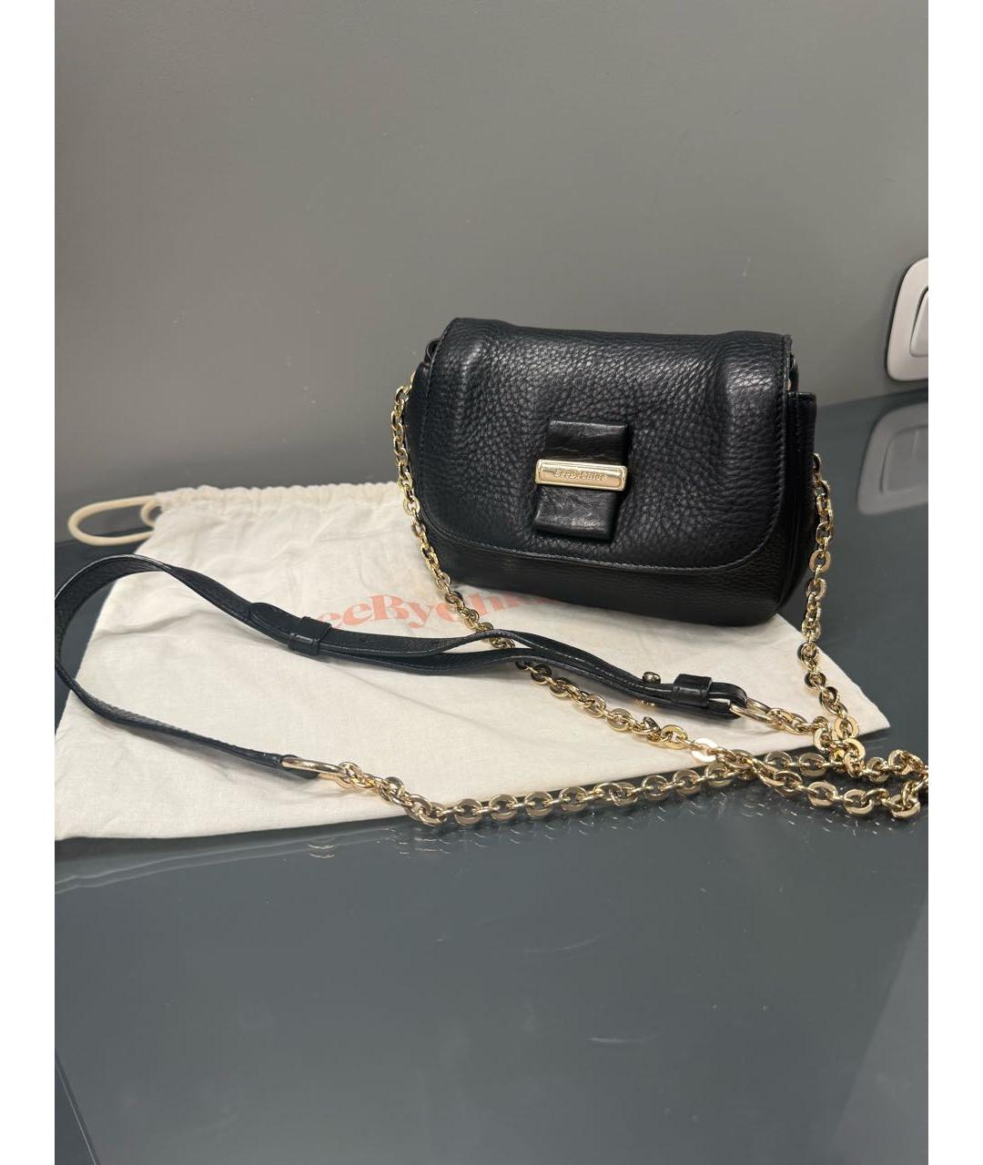 SEE BY CHLOE Черная кожаная сумка через плечо, фото 6