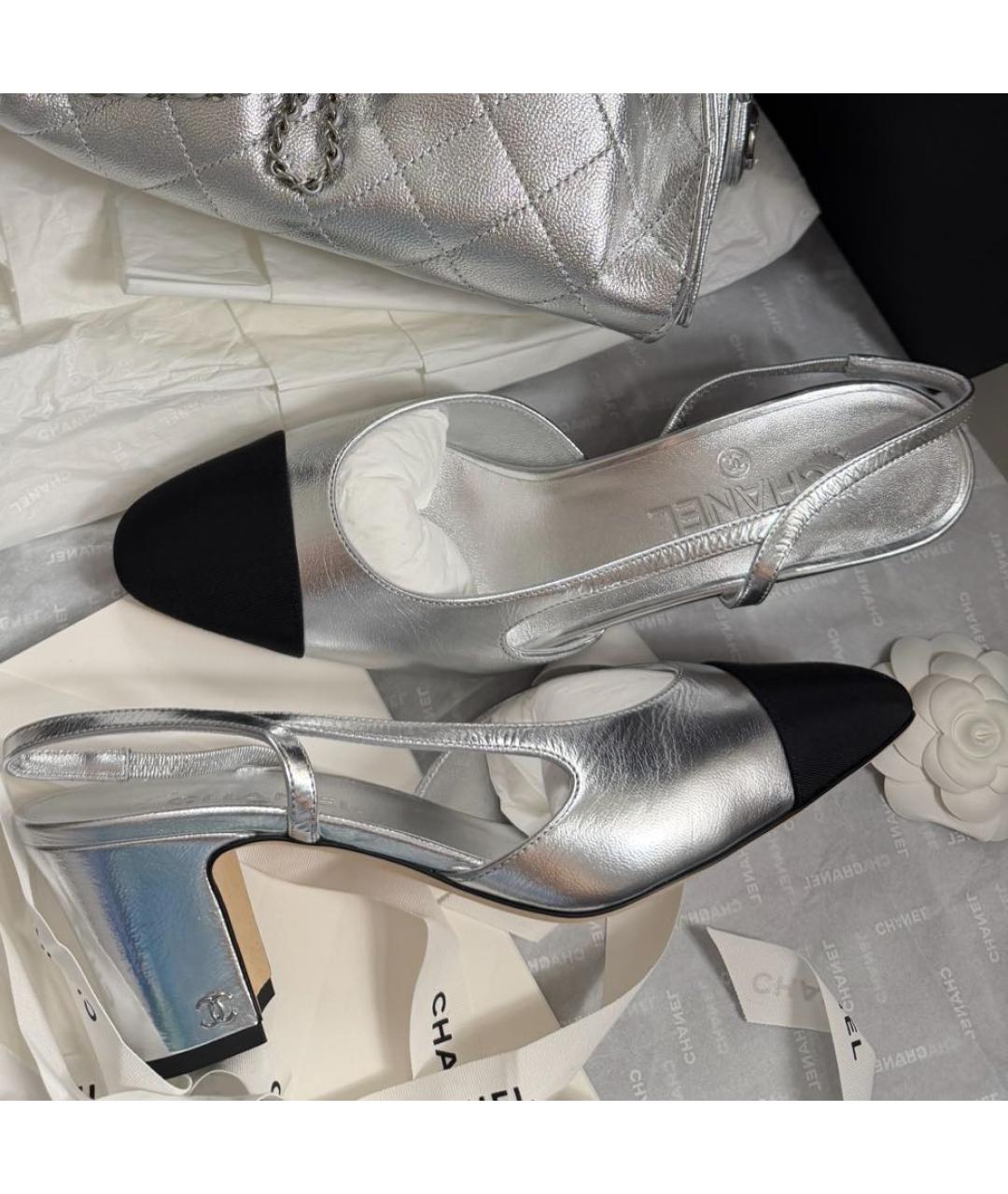 CHANEL Серебряные кожаные туфли, фото 3