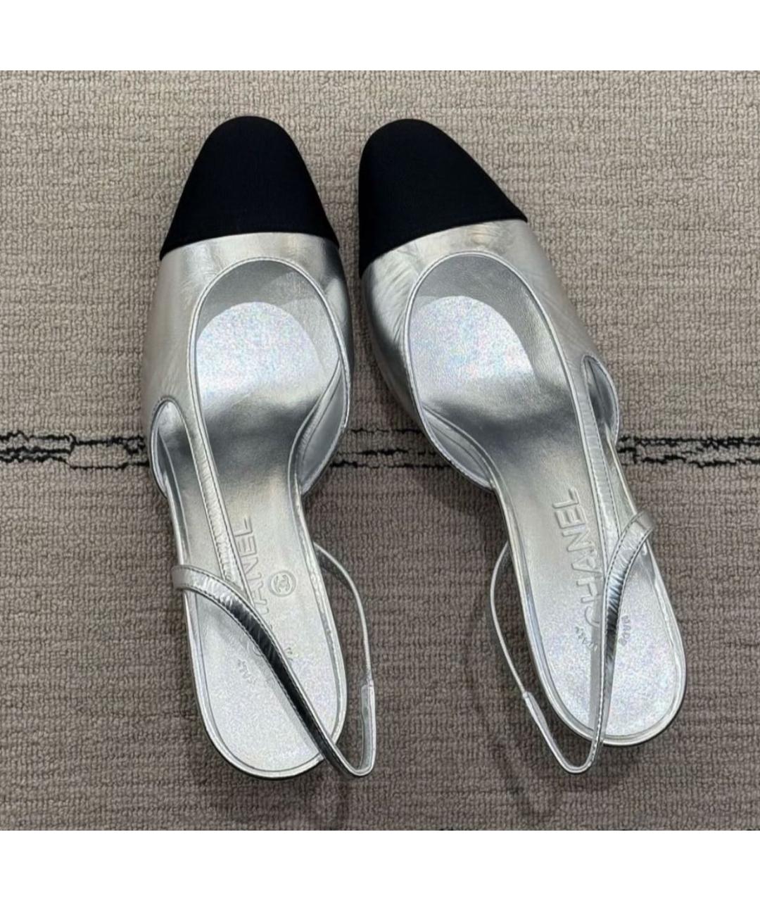CHANEL Серебряные кожаные туфли, фото 2