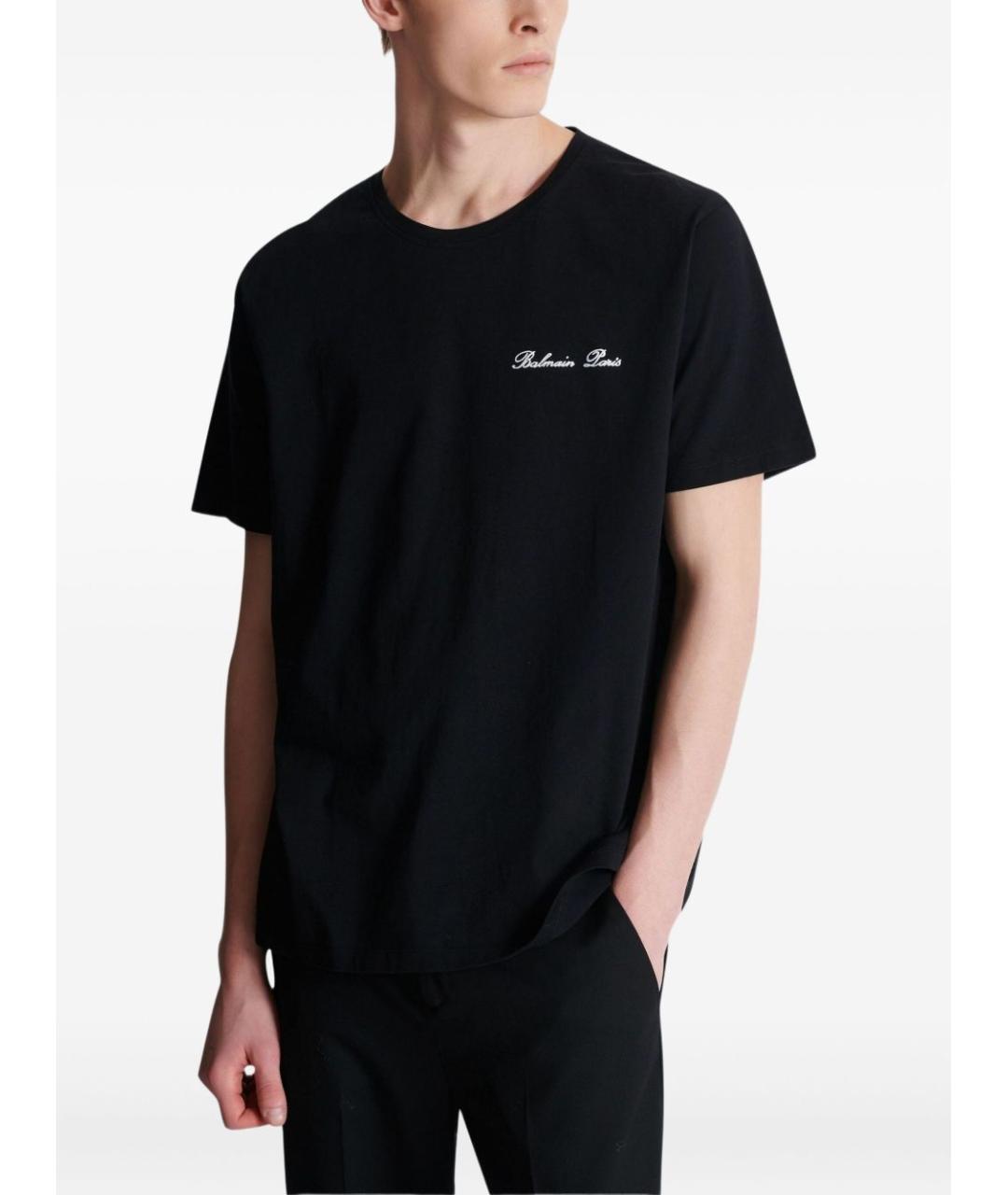BALMAIN Черная хлопковая футболка, фото 7