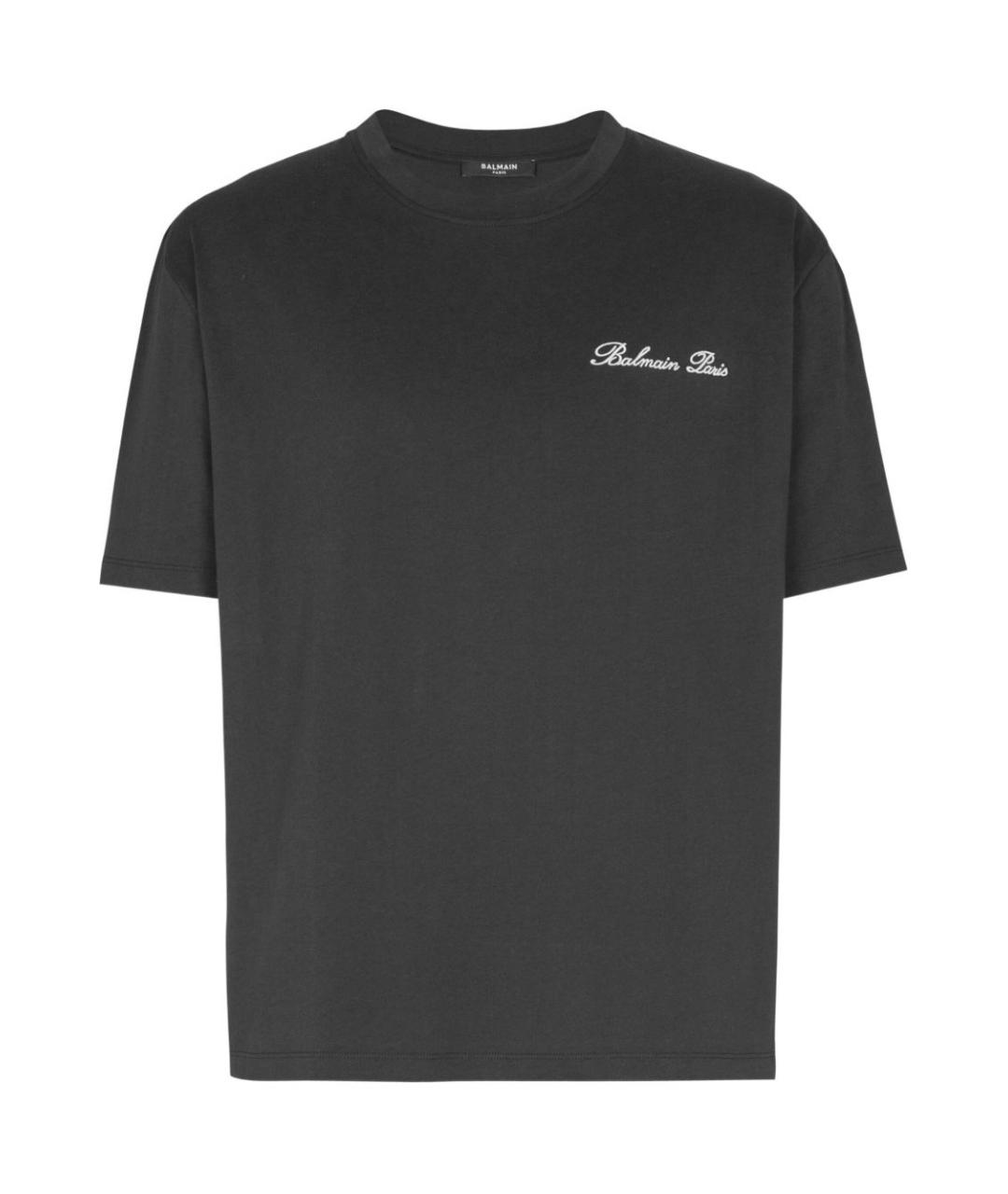 BALMAIN Черная хлопковая футболка, фото 1