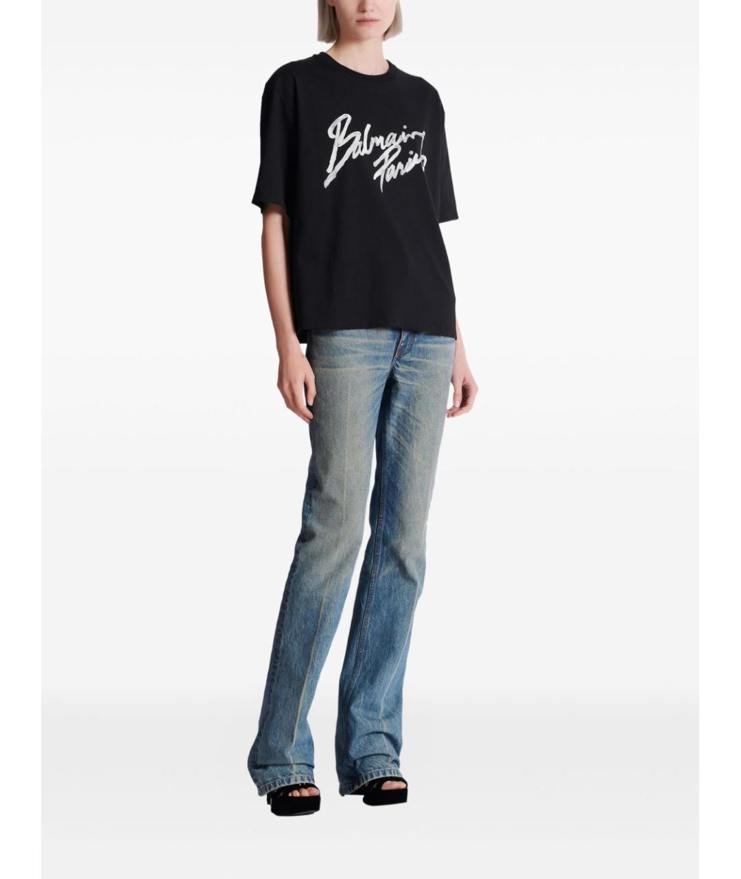 BALMAIN Черная хлопковая футболка, фото 3