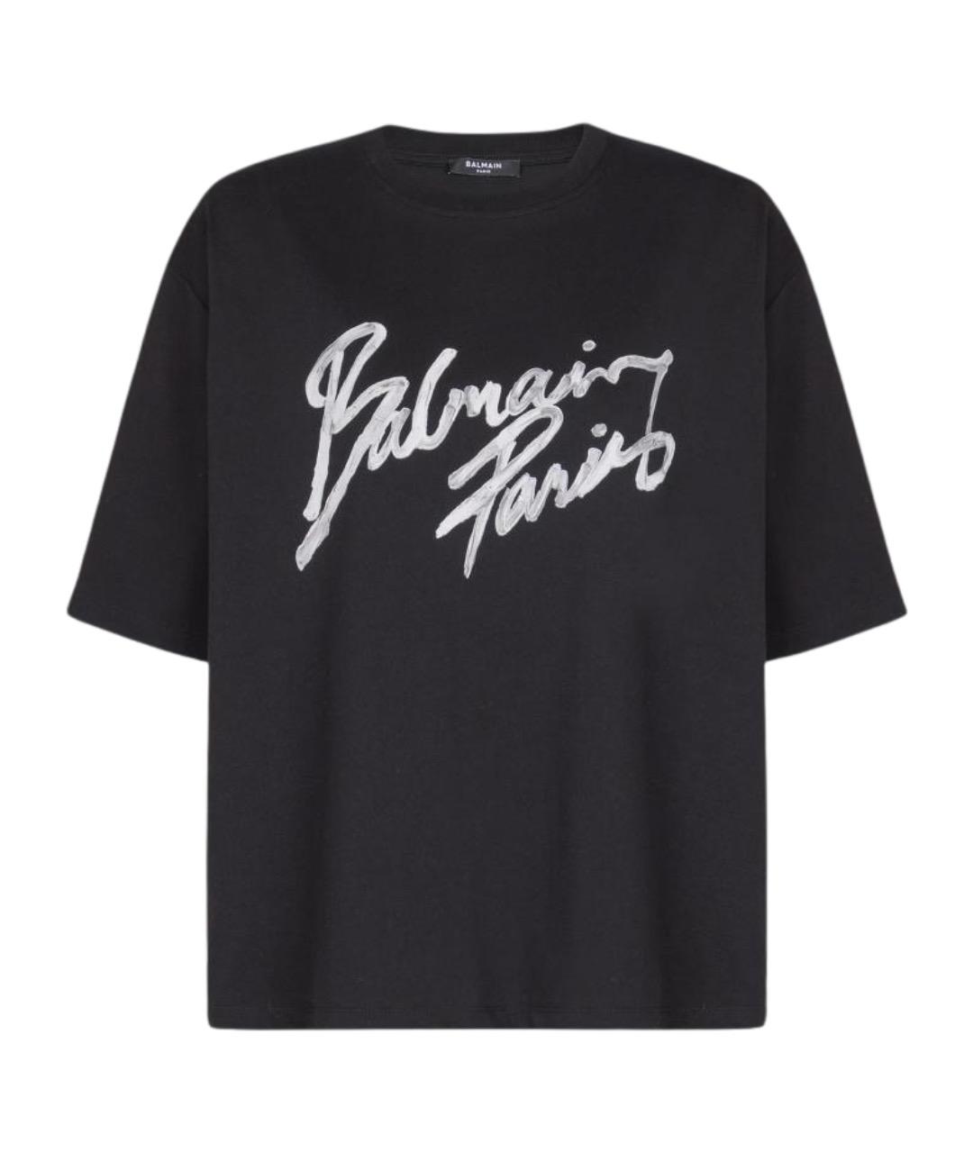 BALMAIN Черная хлопковая футболка, фото 1