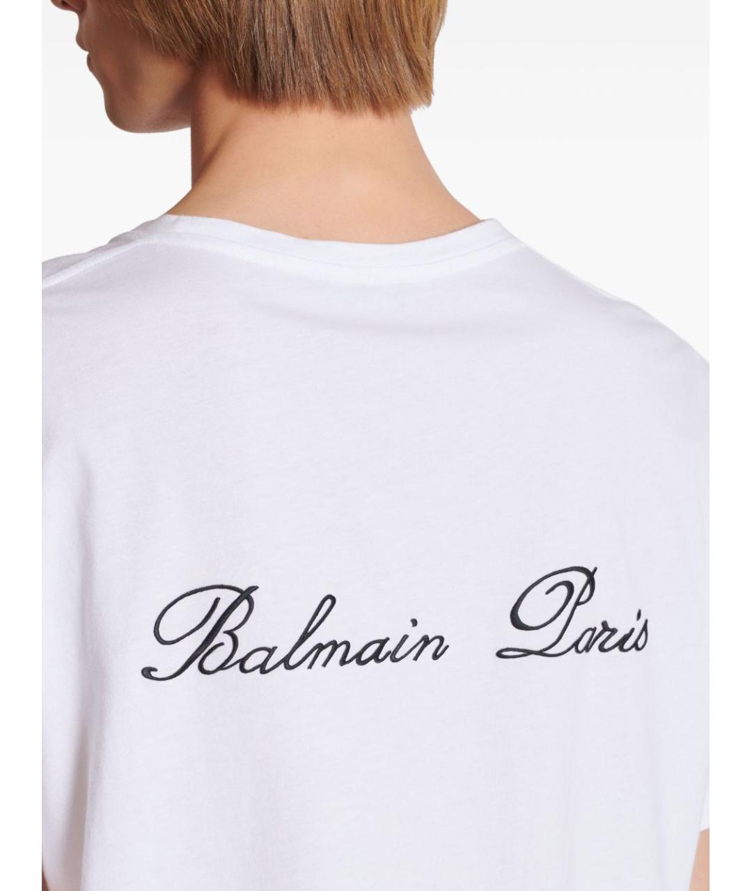 BALMAIN Белая хлопковая футболка, фото 5