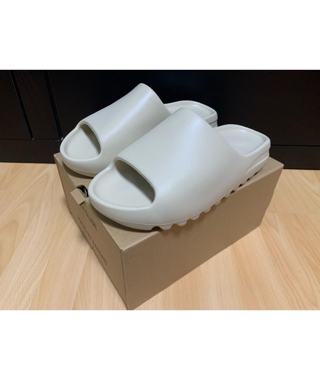 ADIDAS YEEZY Бежевые резиновые шлепанцы, фото 6