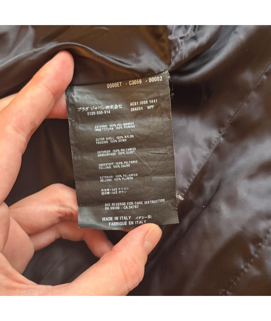 PRADA Черный полиамидовый пуховик, фото 6