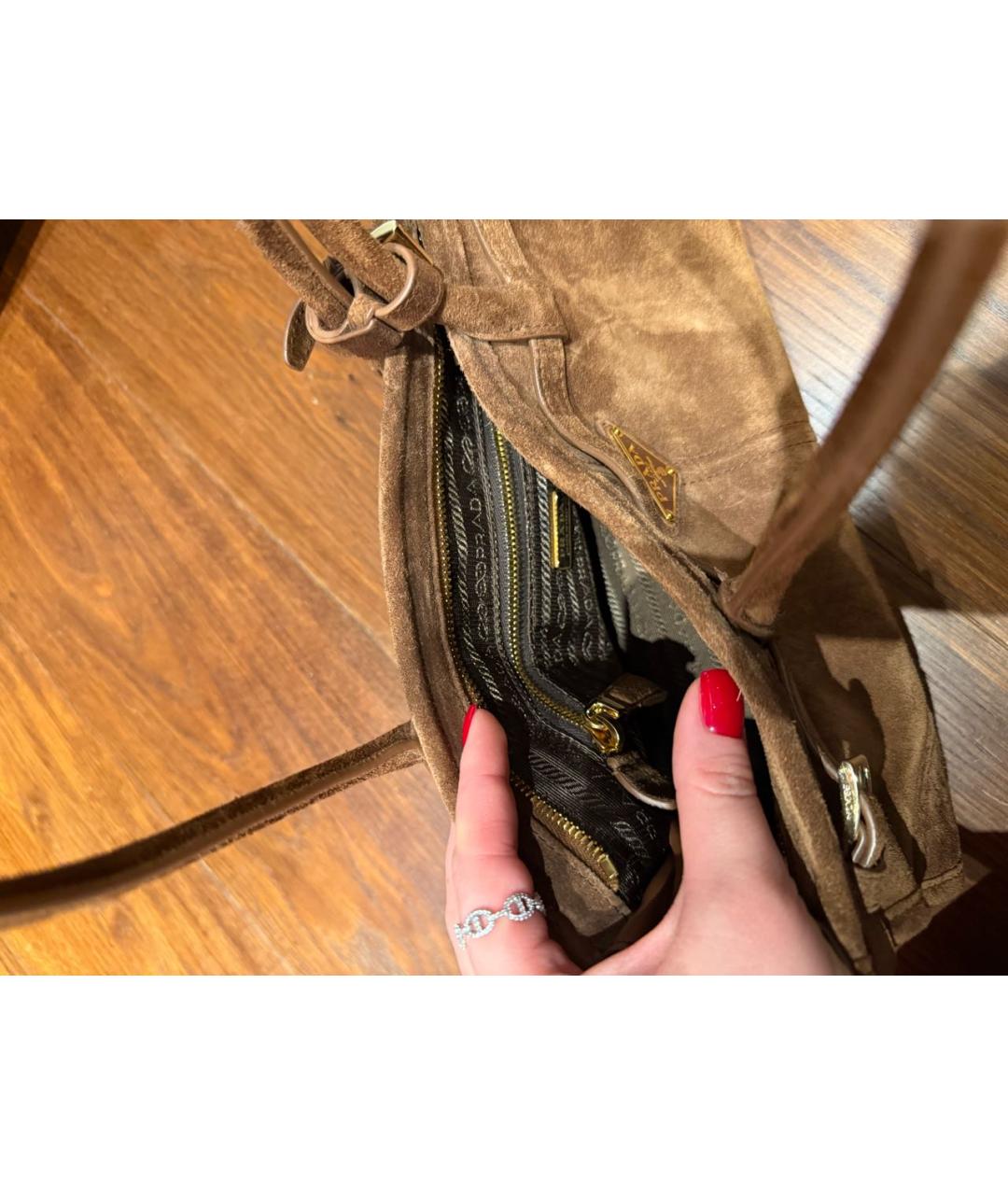 PRADA Коричневая замшевая сумка через плечо, фото 4