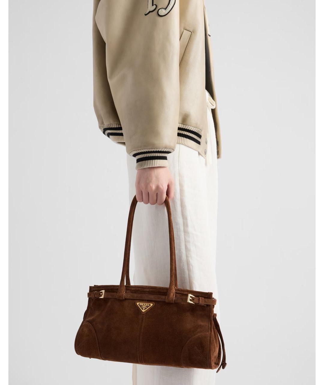 PRADA Коричневая замшевая сумка через плечо, фото 2