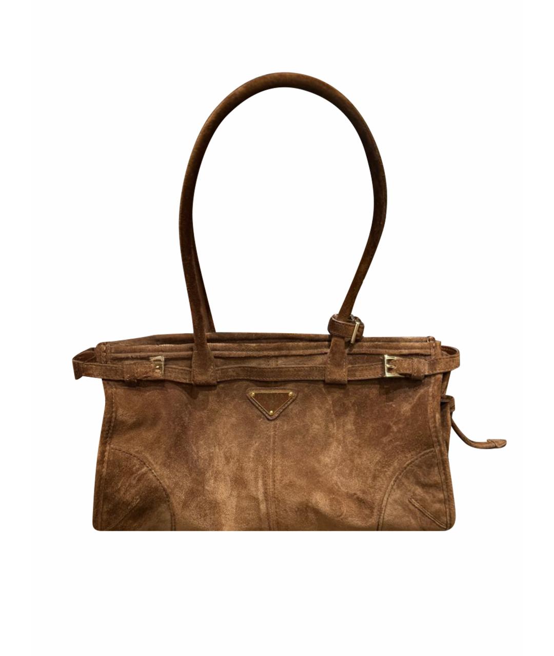 PRADA Коричневая замшевая сумка через плечо, фото 1