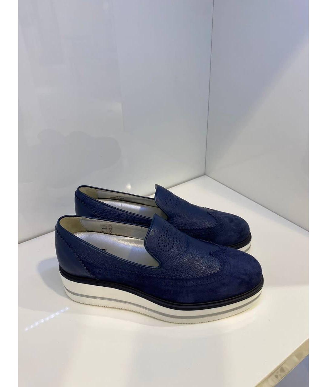 HOGAN Темно-синие замшевые слипоны, фото 2
