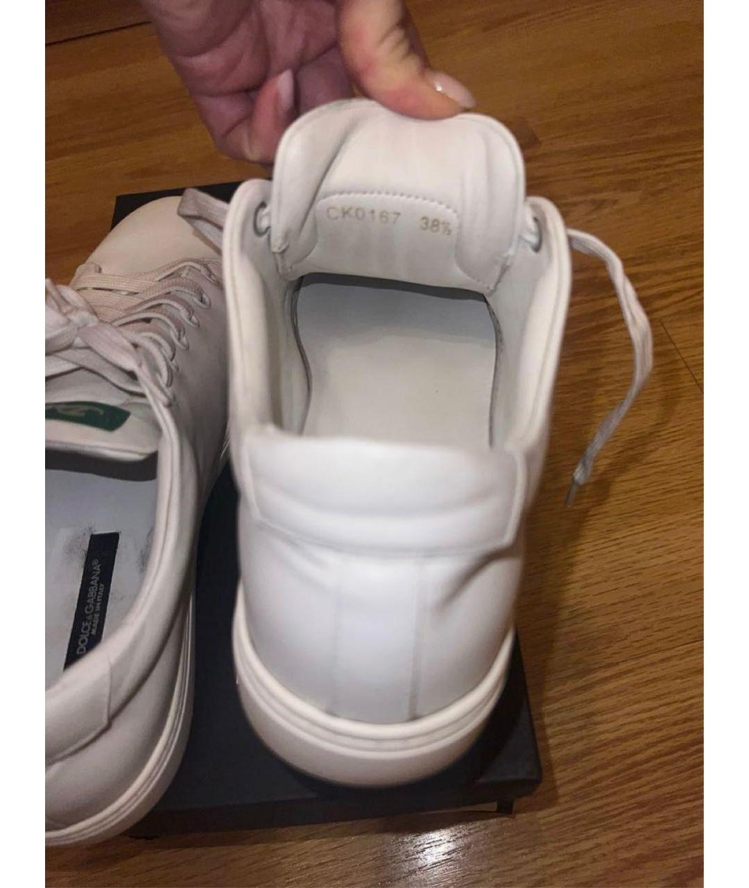 DOLCE&GABBANA Белые кожаные кеды, фото 6