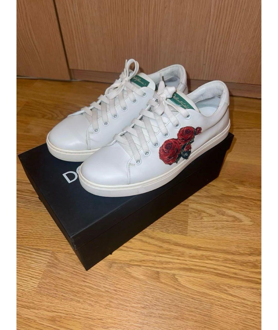 DOLCE&GABBANA Белые кожаные кеды, фото 4