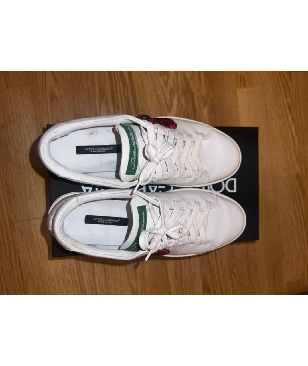 DOLCE&GABBANA Белые кожаные кеды, фото 2