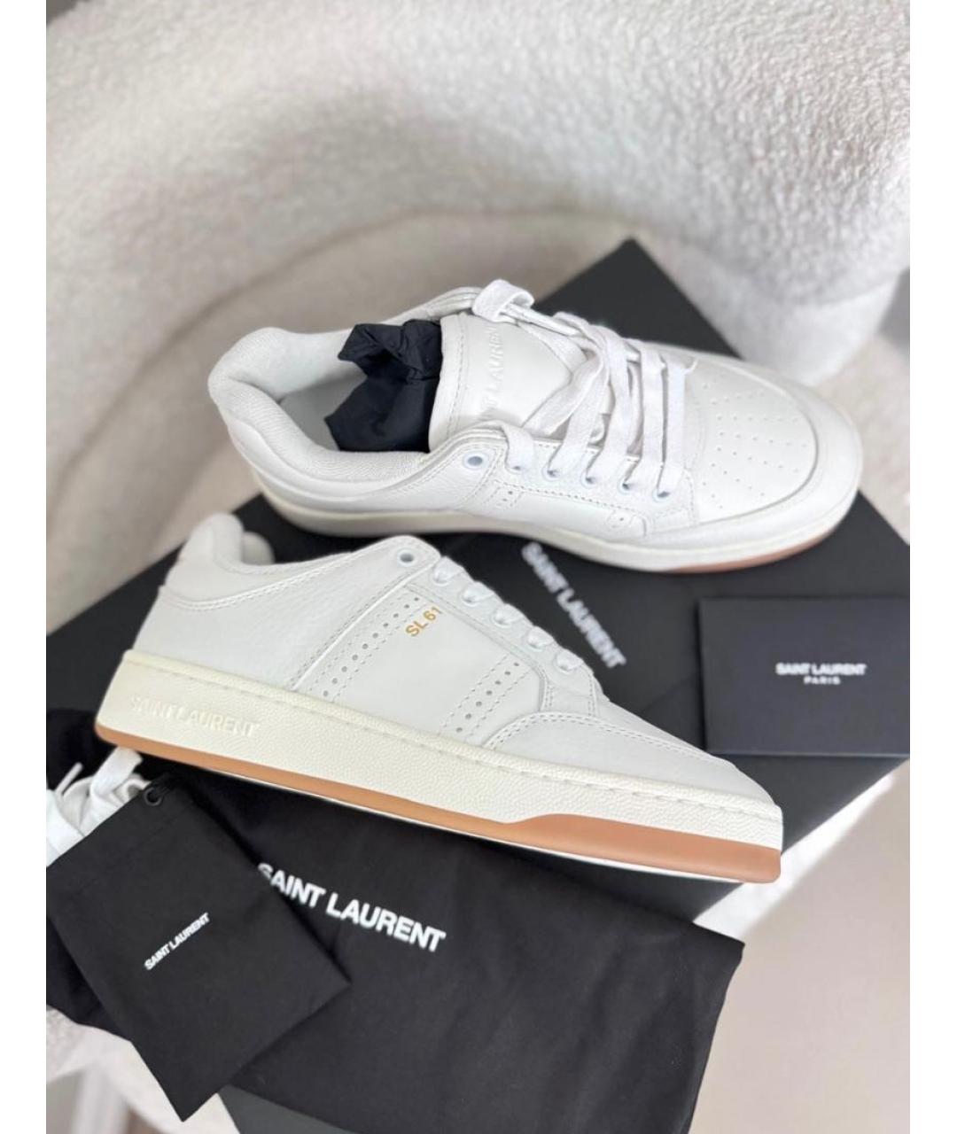 SAINT LAURENT Белые кожаные кеды, фото 3