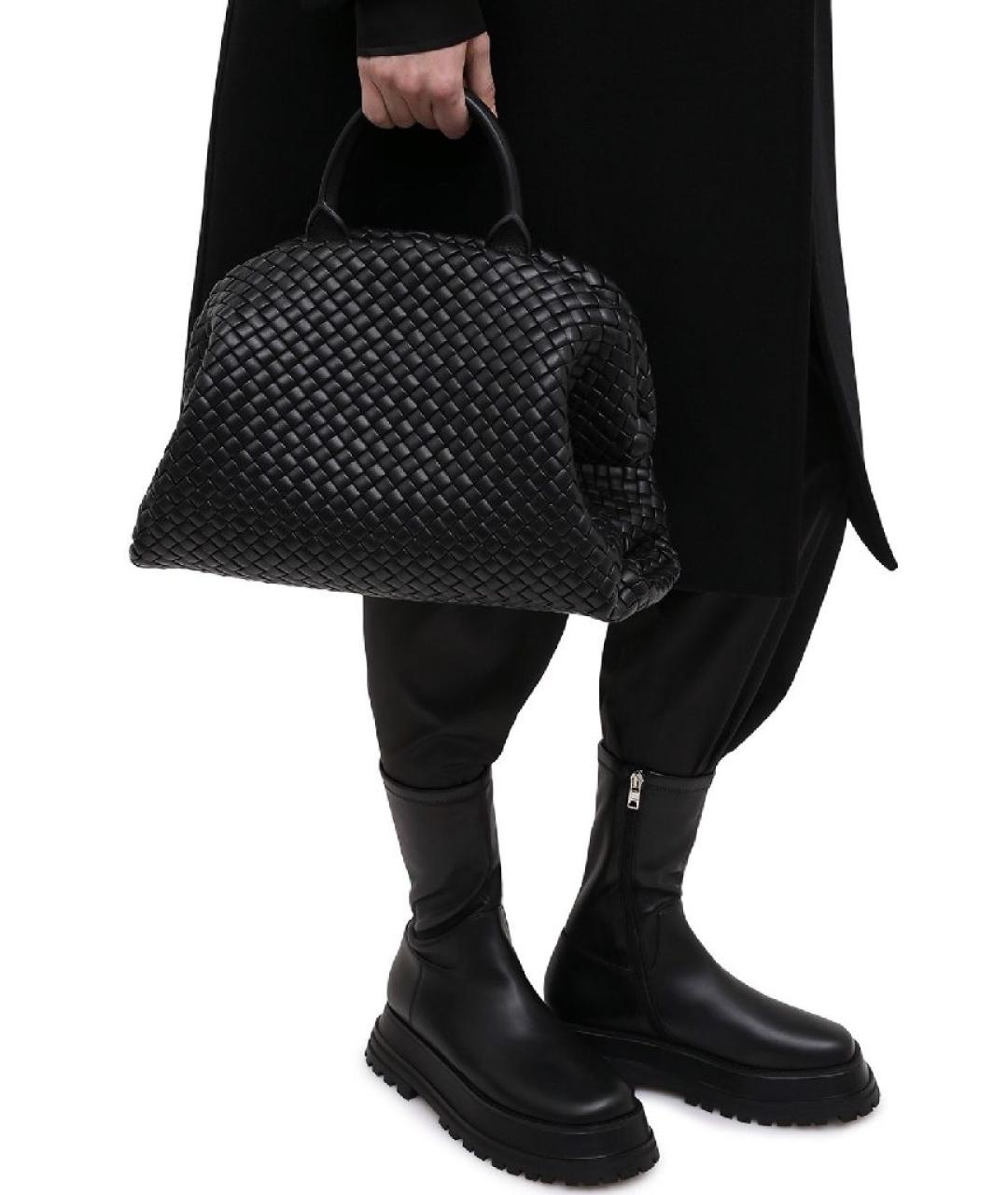 BOTTEGA VENETA Черная кожаная сумка тоут, фото 4