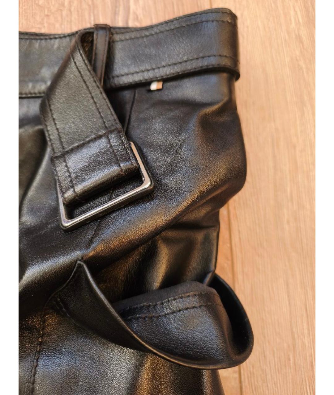 HUGO BOSS Черная кожаная юбка миди, фото 7