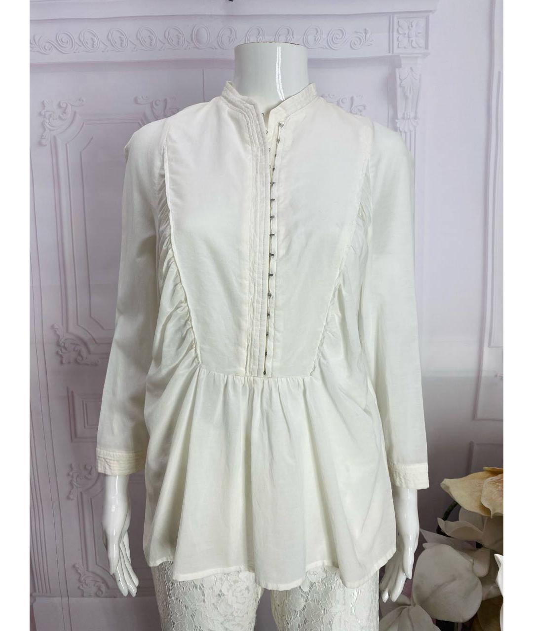 JO NO FUI Белая хлопковая блузы, фото 5