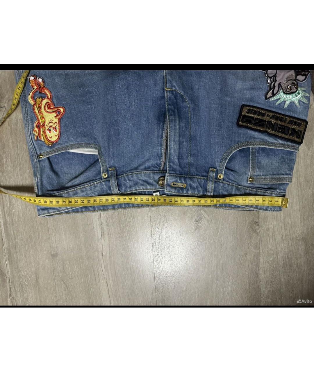 KENZO Голубые хлопковые джинсы слим, фото 4