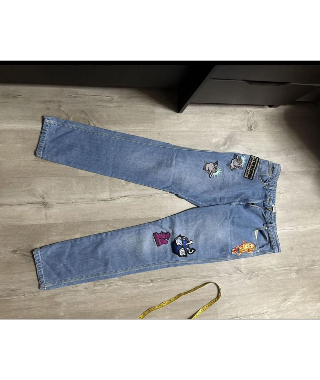 KENZO Голубые хлопковые джинсы слим, фото 8
