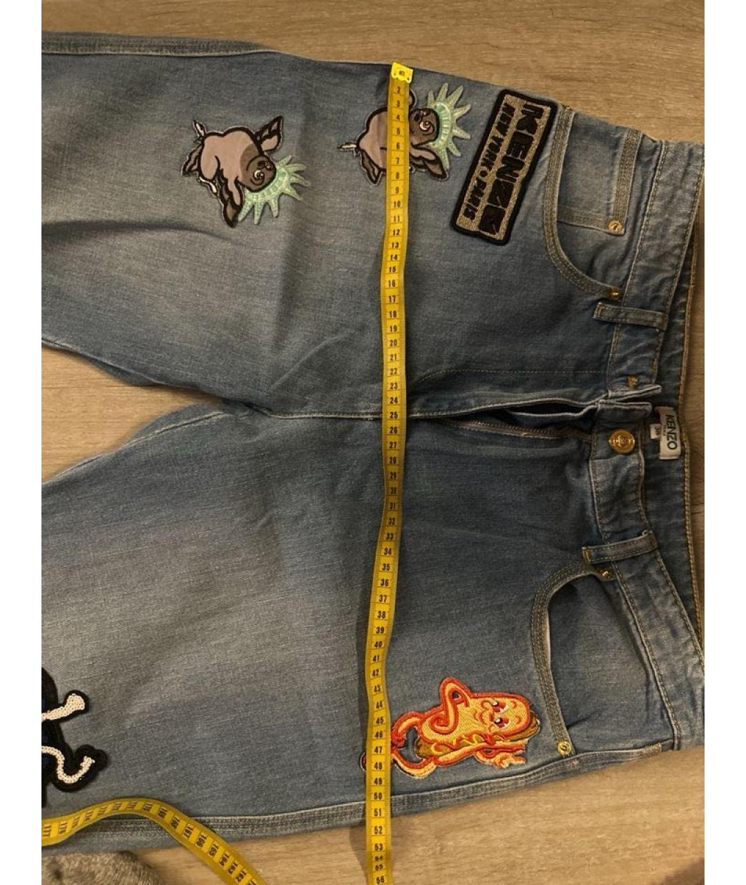 KENZO Голубые хлопковые джинсы слим, фото 6