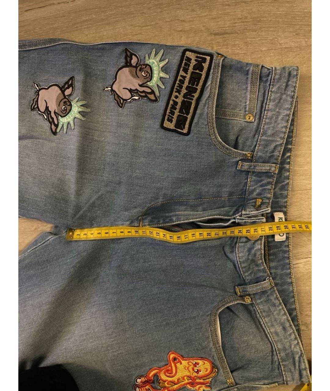 KENZO Голубые хлопковые джинсы слим, фото 5