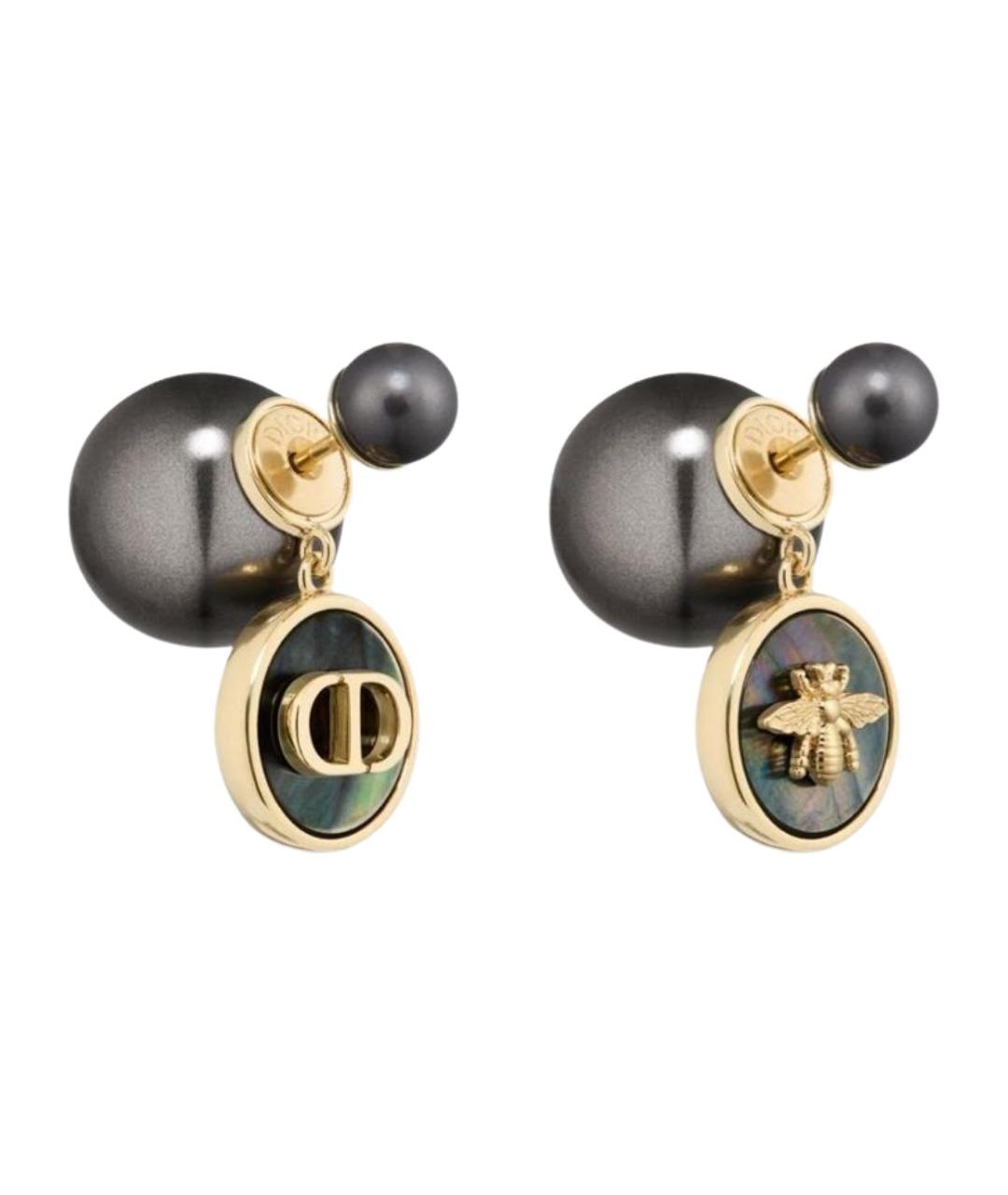 CHRISTIAN DIOR Черные металлические серьги, фото 1