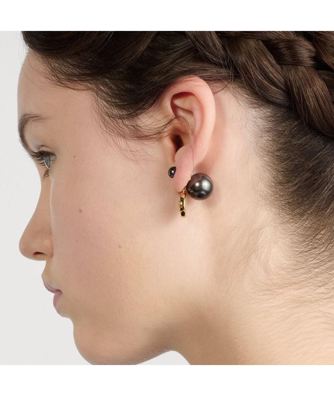 CHRISTIAN DIOR Черные металлические серьги, фото 6