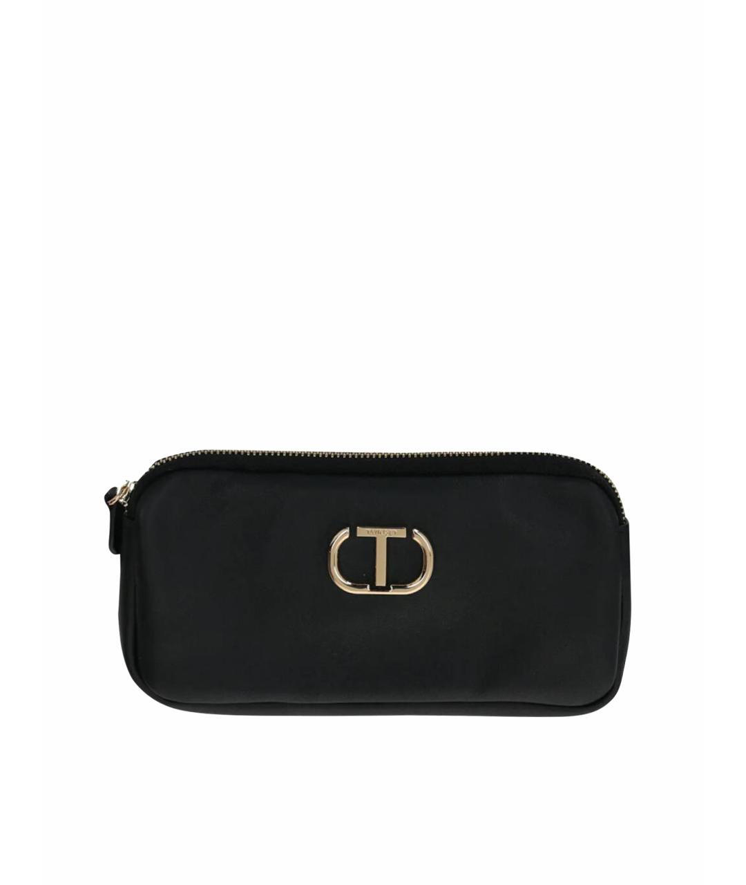 TWIN-SET Черная кожаная поясная сумка, фото 1
