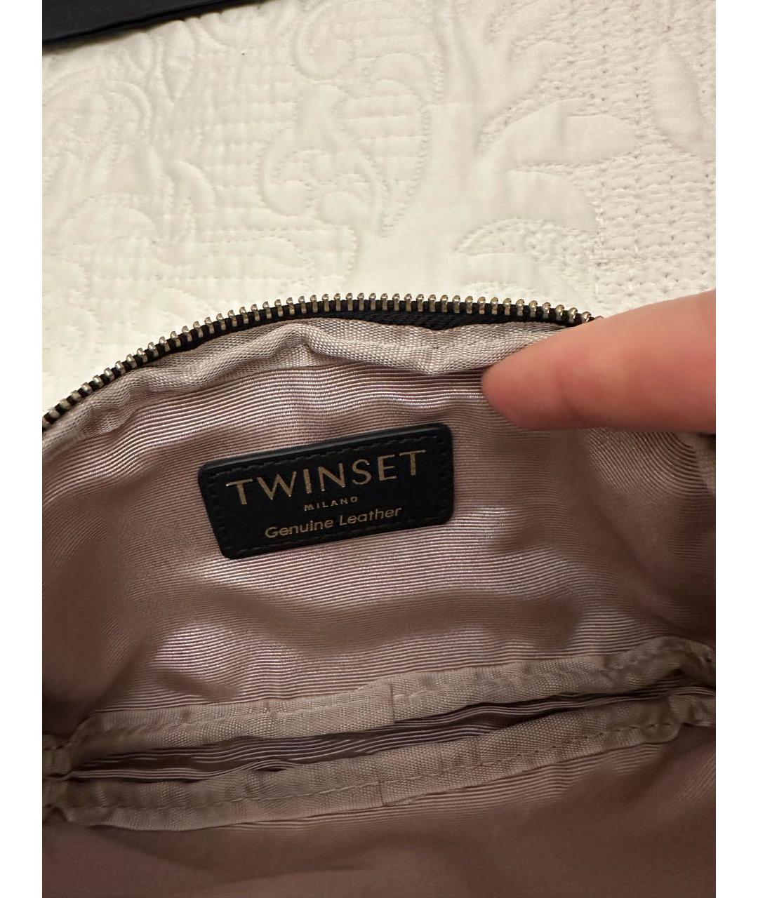 TWIN-SET Черная кожаная поясная сумка, фото 4