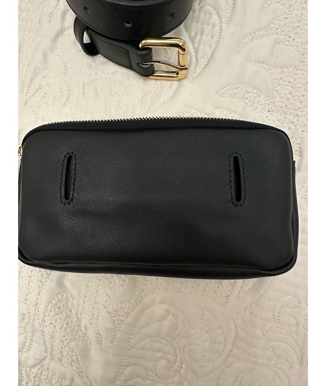 TWIN-SET Черная кожаная поясная сумка, фото 2