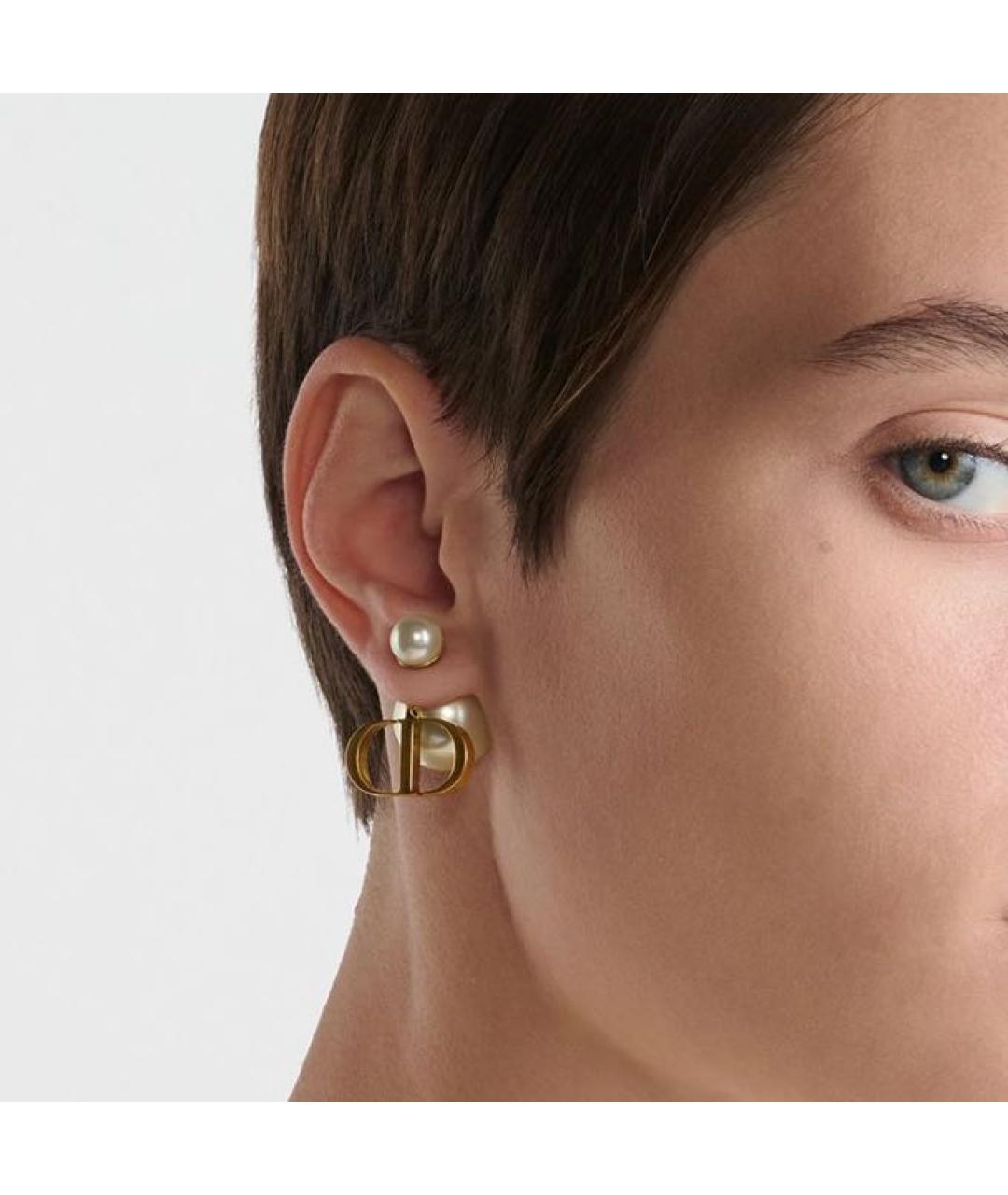 CHRISTIAN DIOR Золотые металлические серьги, фото 5