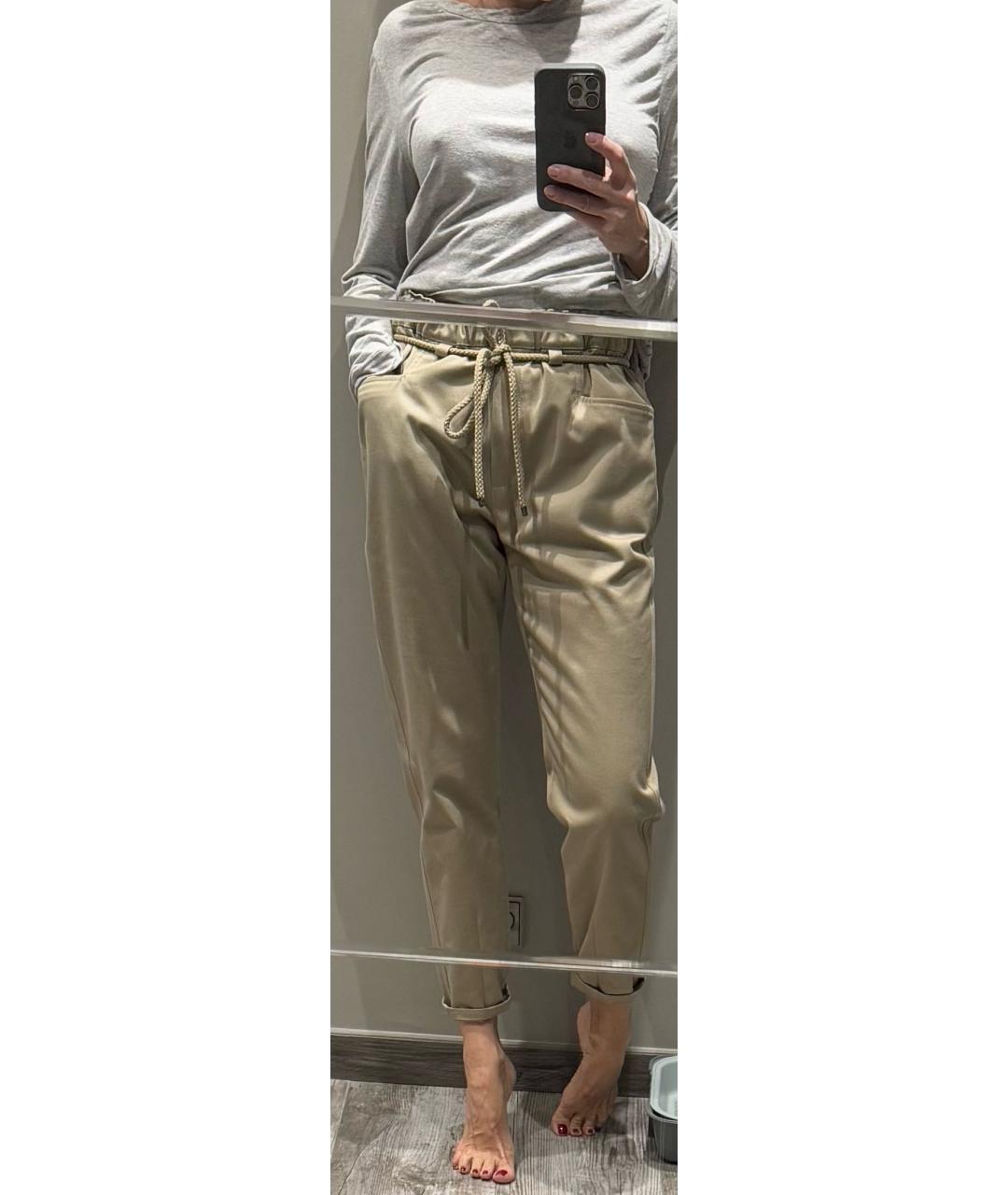 BRUNELLO CUCINELLI Бежевые хлопковые прямые брюки, фото 4