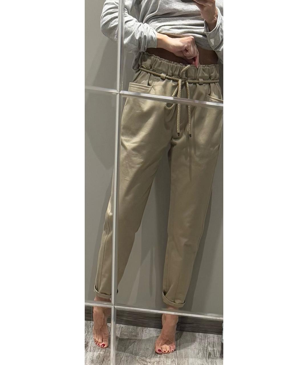 BRUNELLO CUCINELLI Бежевые хлопковые прямые брюки, фото 5