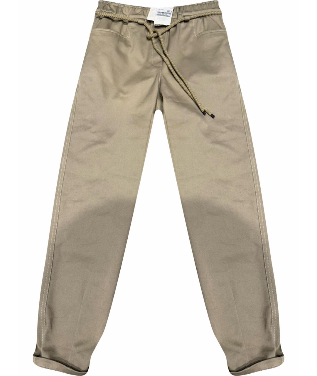 BRUNELLO CUCINELLI Бежевые хлопковые прямые брюки, фото 1