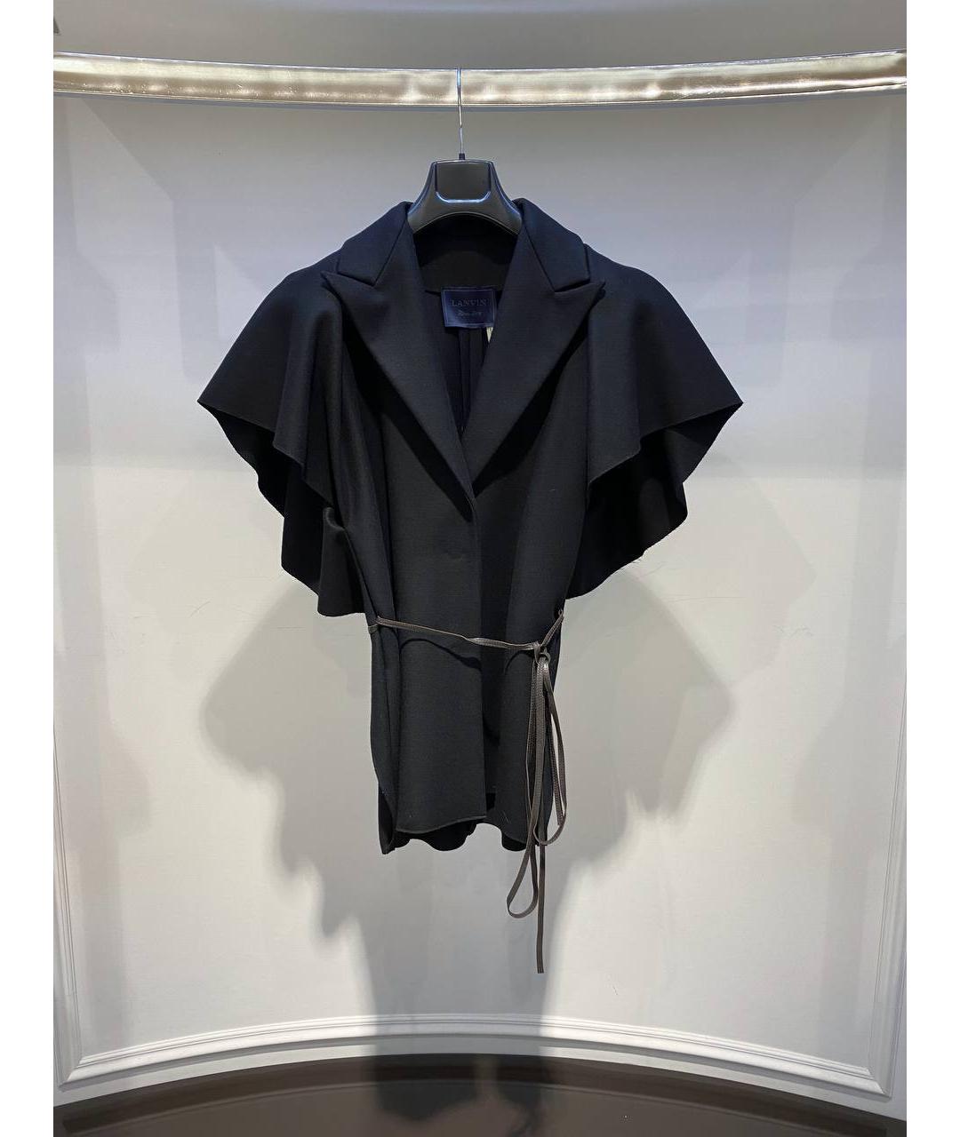 LANVIN Черное шерстяное пальто, фото 4