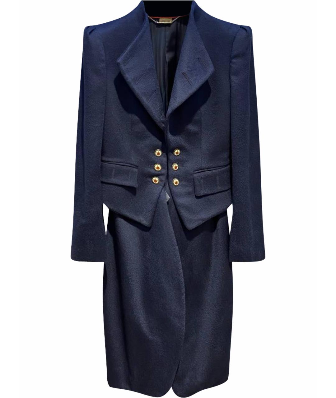 ALEXANDER MCQUEEN Темно-синее кашемировое пальто, фото 1