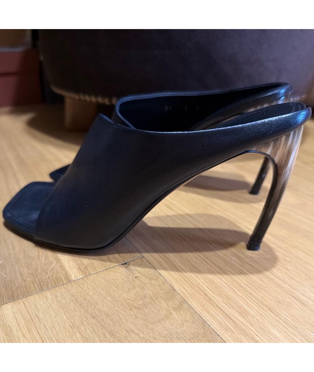 FERRAGAMO Черные кожаные мюли, фото 6