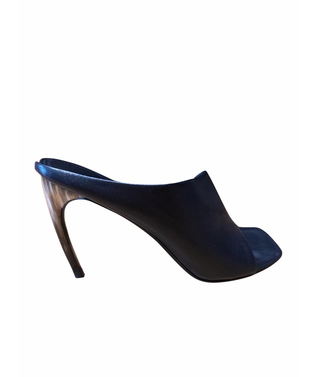 FERRAGAMO Черные кожаные мюли, фото 1