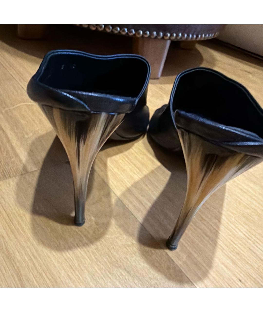 FERRAGAMO Черные кожаные мюли, фото 4