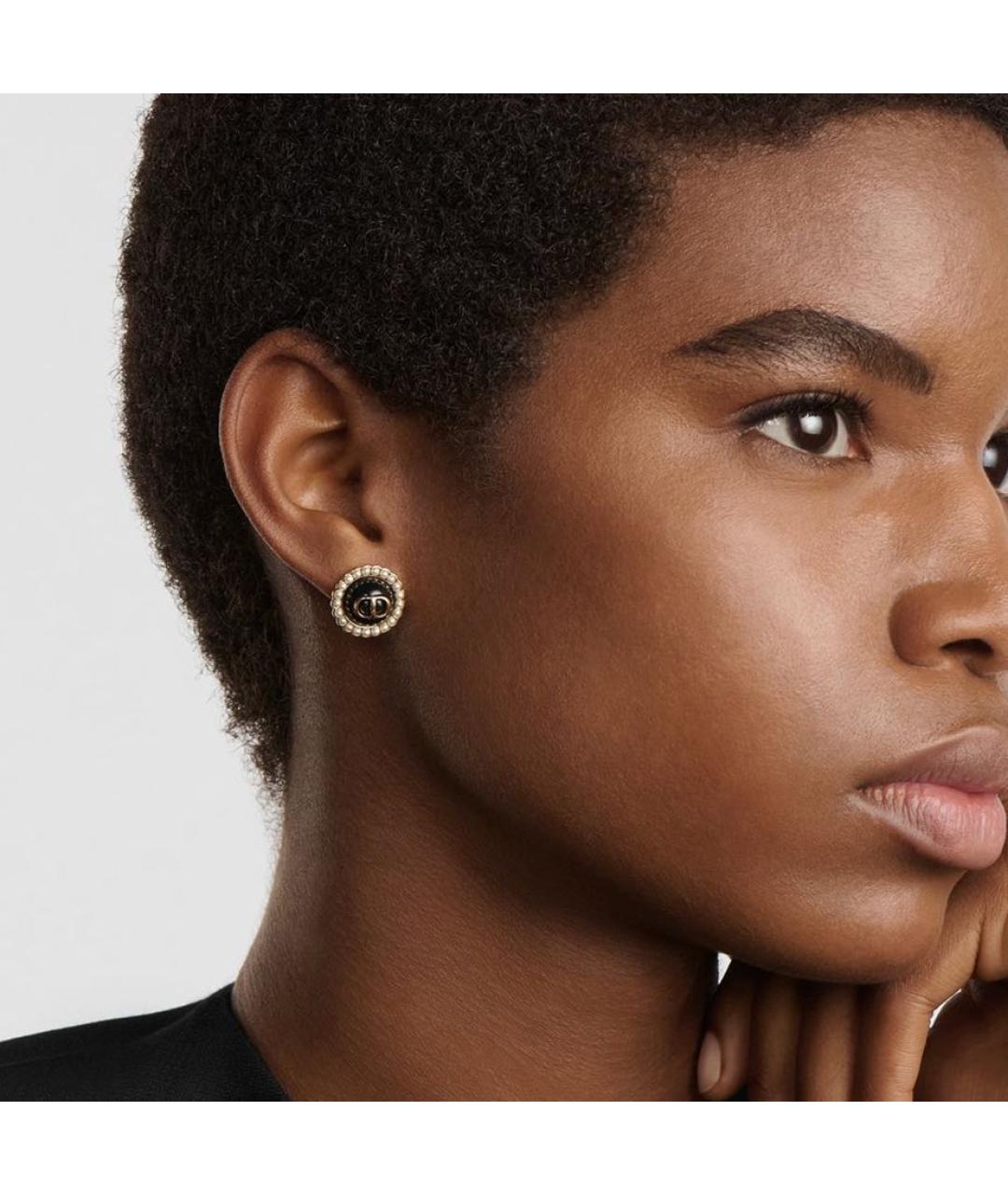 CHRISTIAN DIOR Черные металлические серьги, фото 5