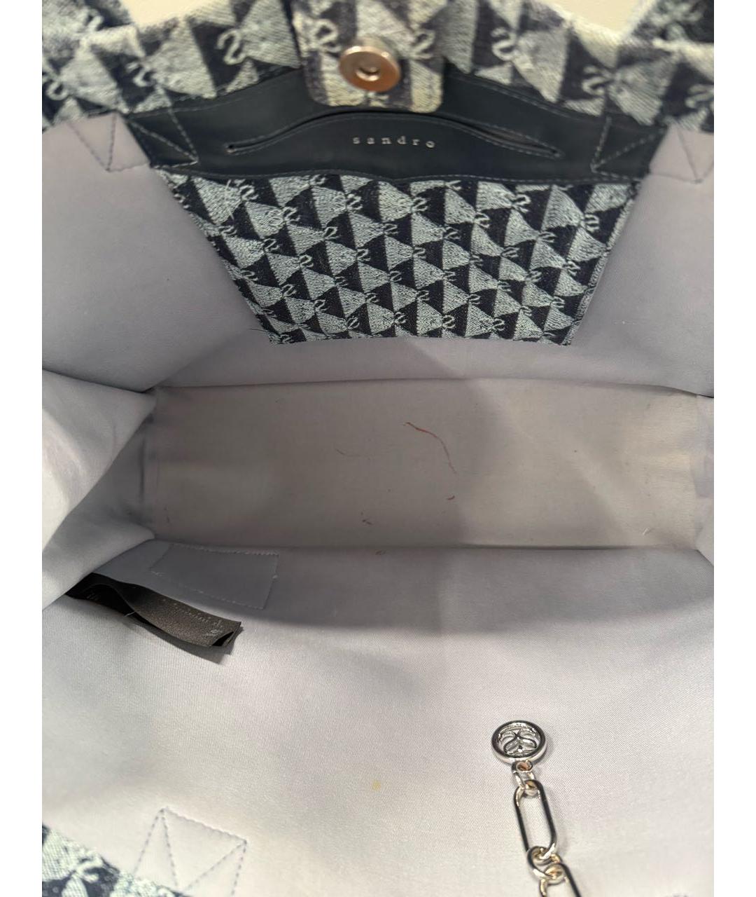 SANDRO Голубая жаккардовая сумка тоут, фото 4
