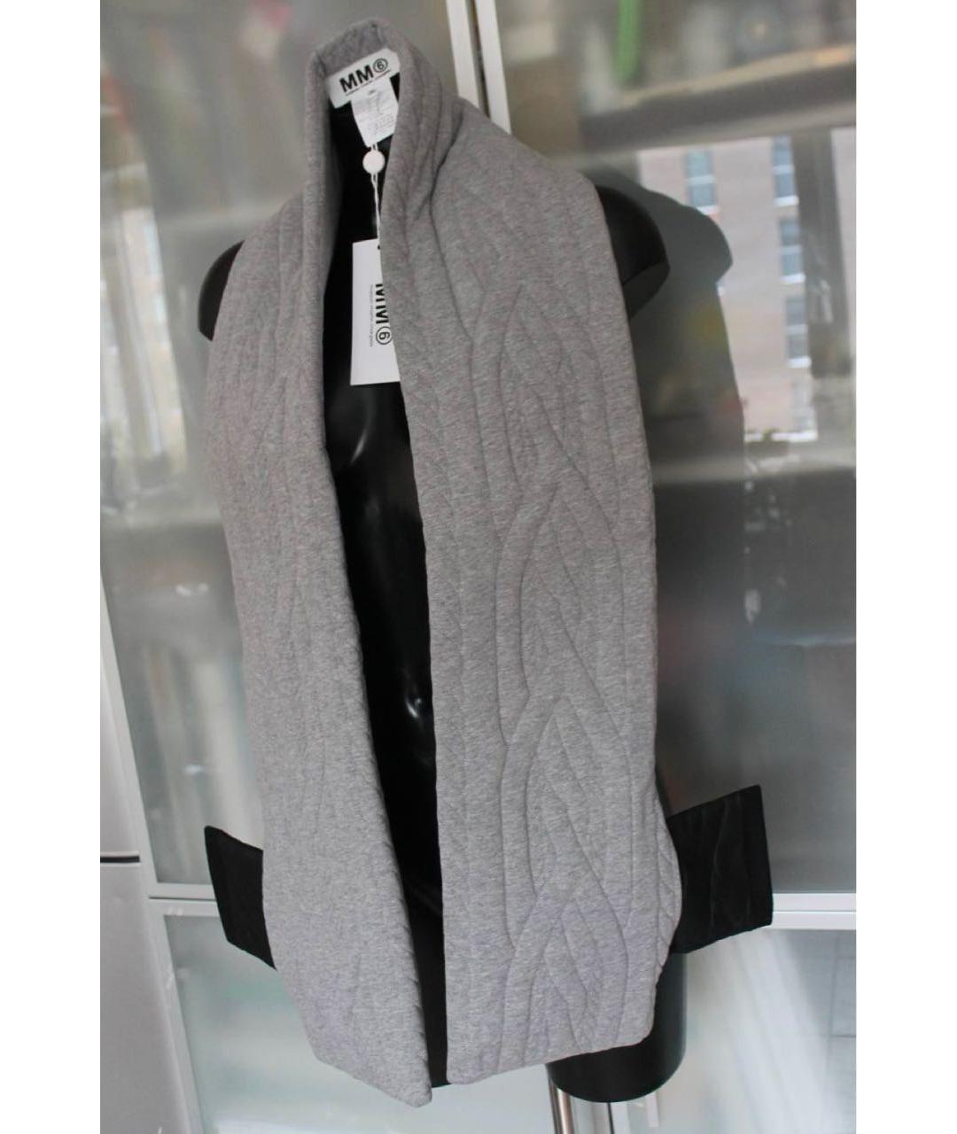 MM6 MAISON MARGIELA Серый хлопковый шарф, фото 5