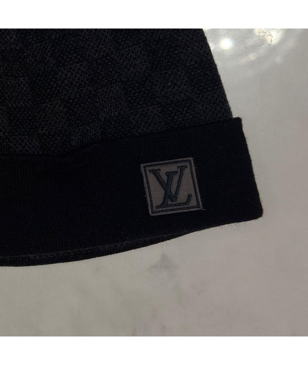 LOUIS VUITTON Черная шерстяная шапка, фото 3
