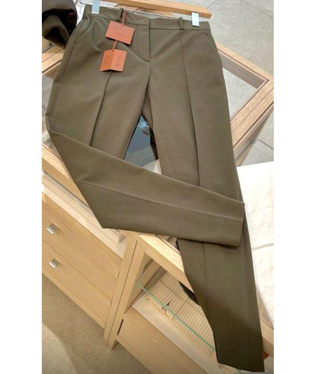 LORO PIANA Хаки хлопко-эластановые брюки узкие, фото 2