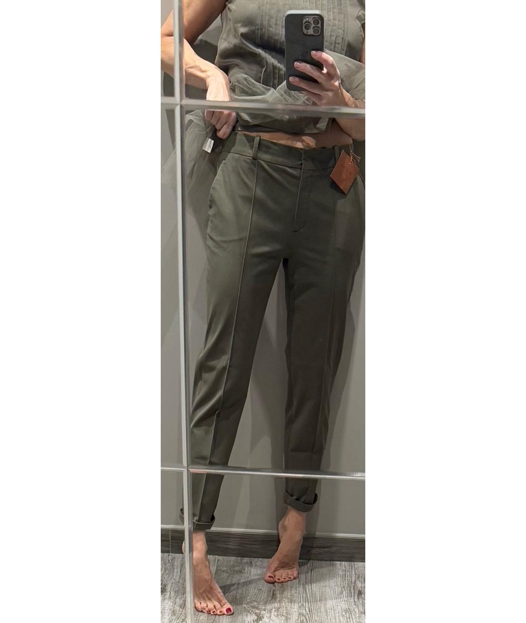 LORO PIANA Хаки хлопко-эластановые брюки узкие, фото 5