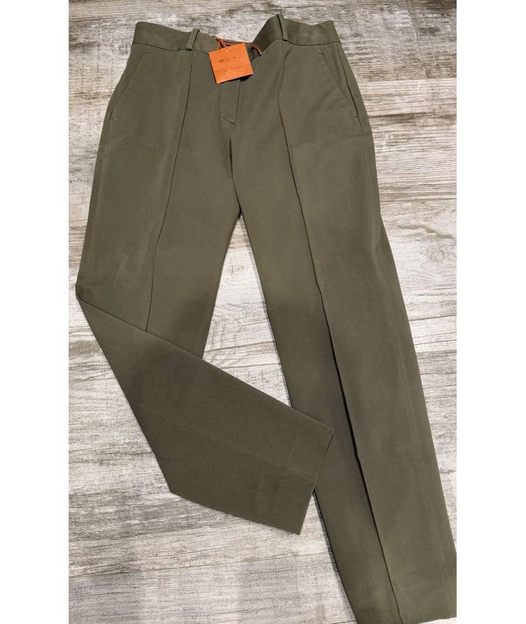 LORO PIANA Хаки хлопко-эластановые брюки узкие, фото 6