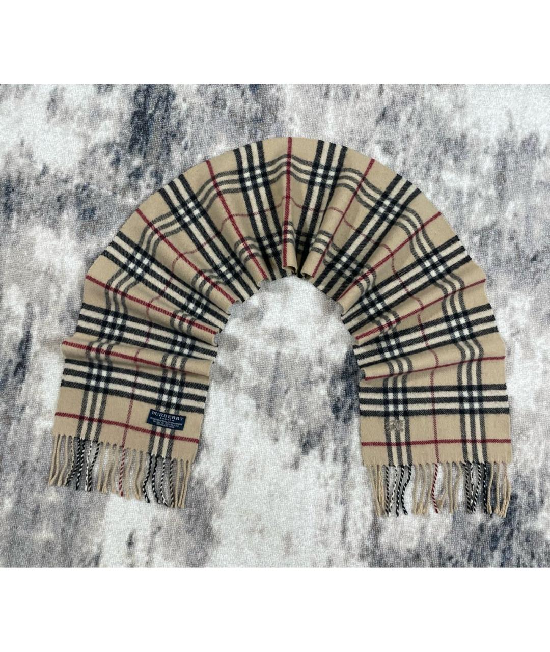 BURBERRY Коричневый шерстяной шарф, фото 3